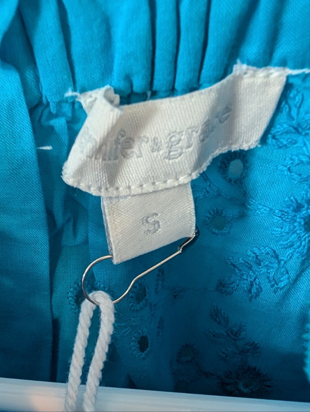 NWT S Jennifer & Grace Bluish Turquoise Eyelet Flutter Sleeve Top JJGB09 - Picture 3 of 8